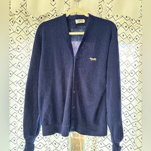 Vintage JCP The Fox Sweater grandpa grunge dark blue cardigan size large